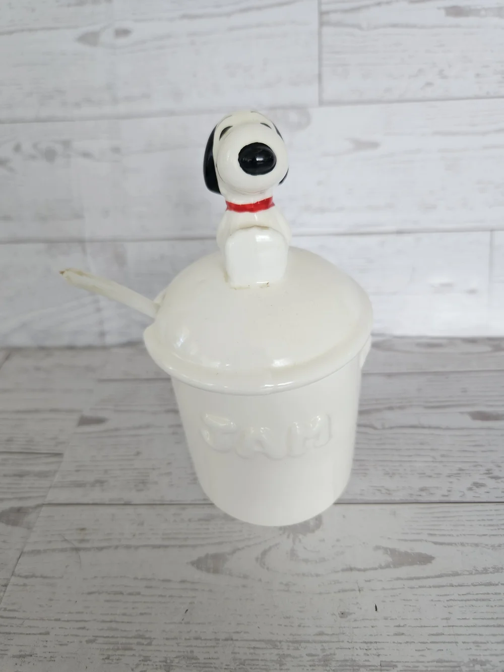 Vintage Snoopy Ceramic Jam Jar Complete Set Japan
